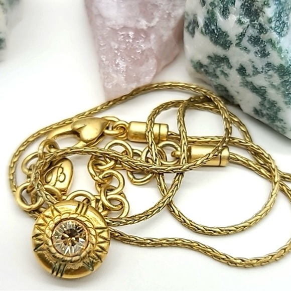 Brighton Reversible Gold Pendant Necklace with Crystal Accent (Clear and Gold) - Picture 2 of 6